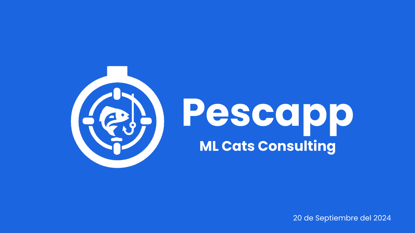 Pescapp logo, a fish and a hook inside a compass, next to the words Pescapp and ML Cats Consulting